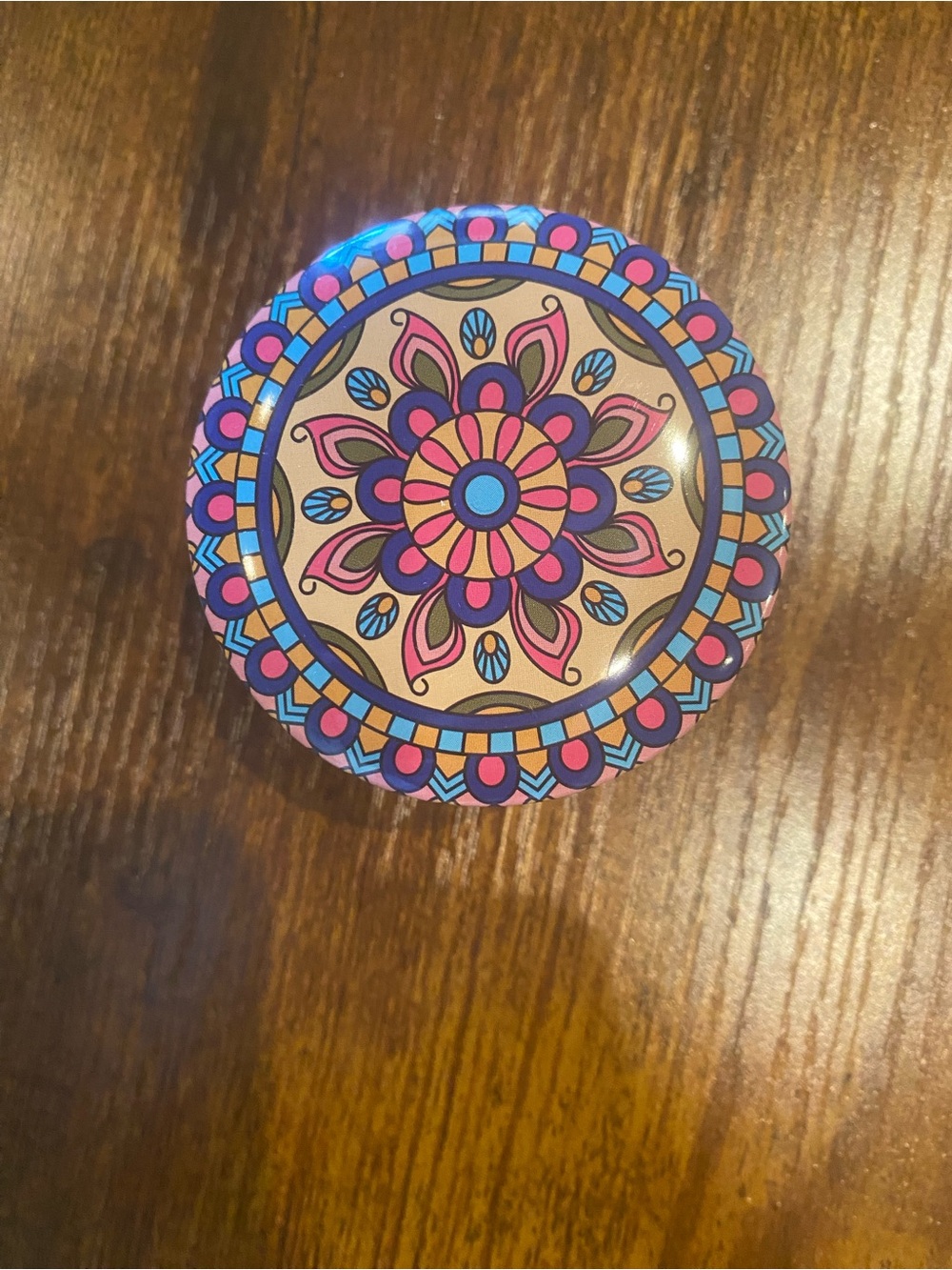 Round Decorative Mandala 100% Soy Candle - Pink & Blue
